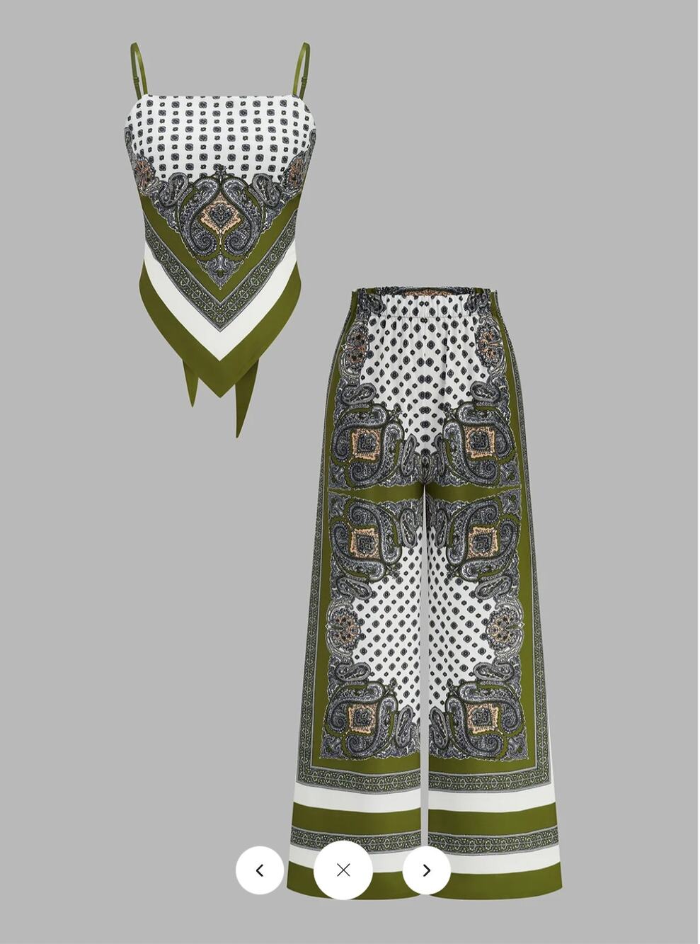 NWT Commense Paisley Print Cami Top & Pants Set Sz XL